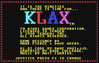 Klax - C64 - Commodore 64 - Title Klax - C64 - Commodore 64 - Titles