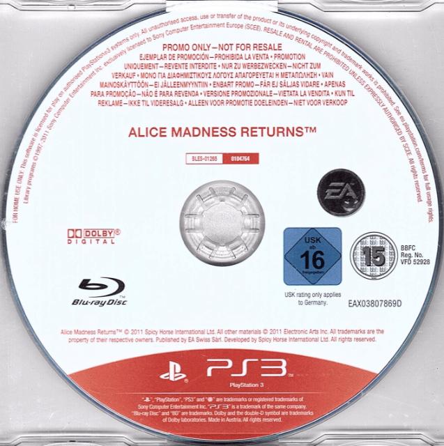 Alice Madness Returns - PS3 - Sony PlayStation 3 - Packshot Alice Madness Returns - PS3 - Sony PlayStation 3 - Packshots