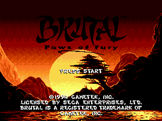 Brutal: Paws Of Fury - SMD - Sega Mega Drive - Title Brutal: Paws Of Fury - SMD - Sega Mega Drive - Titles