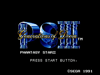 Phantasy Star III: Generations of Doom - GEN - Sega Genesis - Title Phantasy Star III: Generations of Doom - GEN - Sega Genesis - Titles