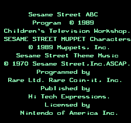 Sesame Street: ABC - NES - Nintendo Entertainment System - Title Sesame Street: ABC - NES - Nintendo Entertainment System - Titles