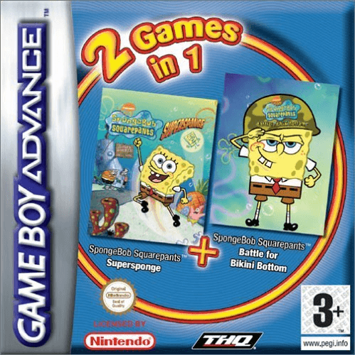 2 Games in 1: Spongebob Supersponge + Battle for Bikini Bottom - GBA - Nintendo Game Boy Advance
