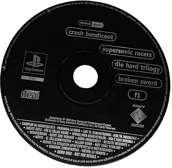 crash bandicoot/ supersonic racers/ die hard trilogy/ broken sword/ f1 - PS - Sony PlayStation