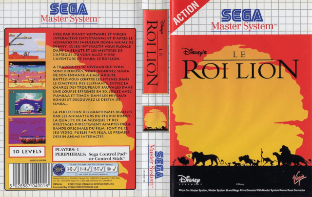 The Lion King - SMS - Sega Master System - Packshots